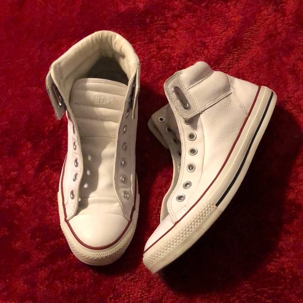 White Leather Converse Chucks Size 9